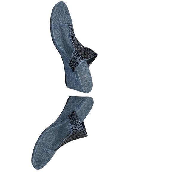 Simply Vera Vera Wang Denim Wedge Sandals Thong Flip Flops Size 8.5 Medium - Picture 9 of 13